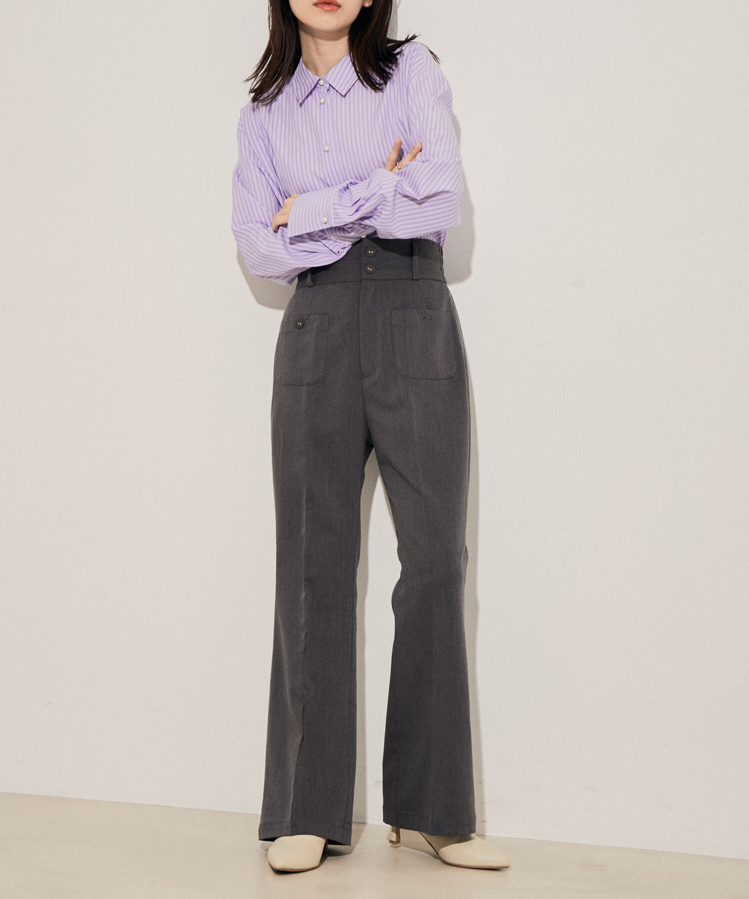 vis-a-vis「【WEB限定】【洗える】ハイウエストフレアパンツ【高橋愛コラボ】」|スラックス|