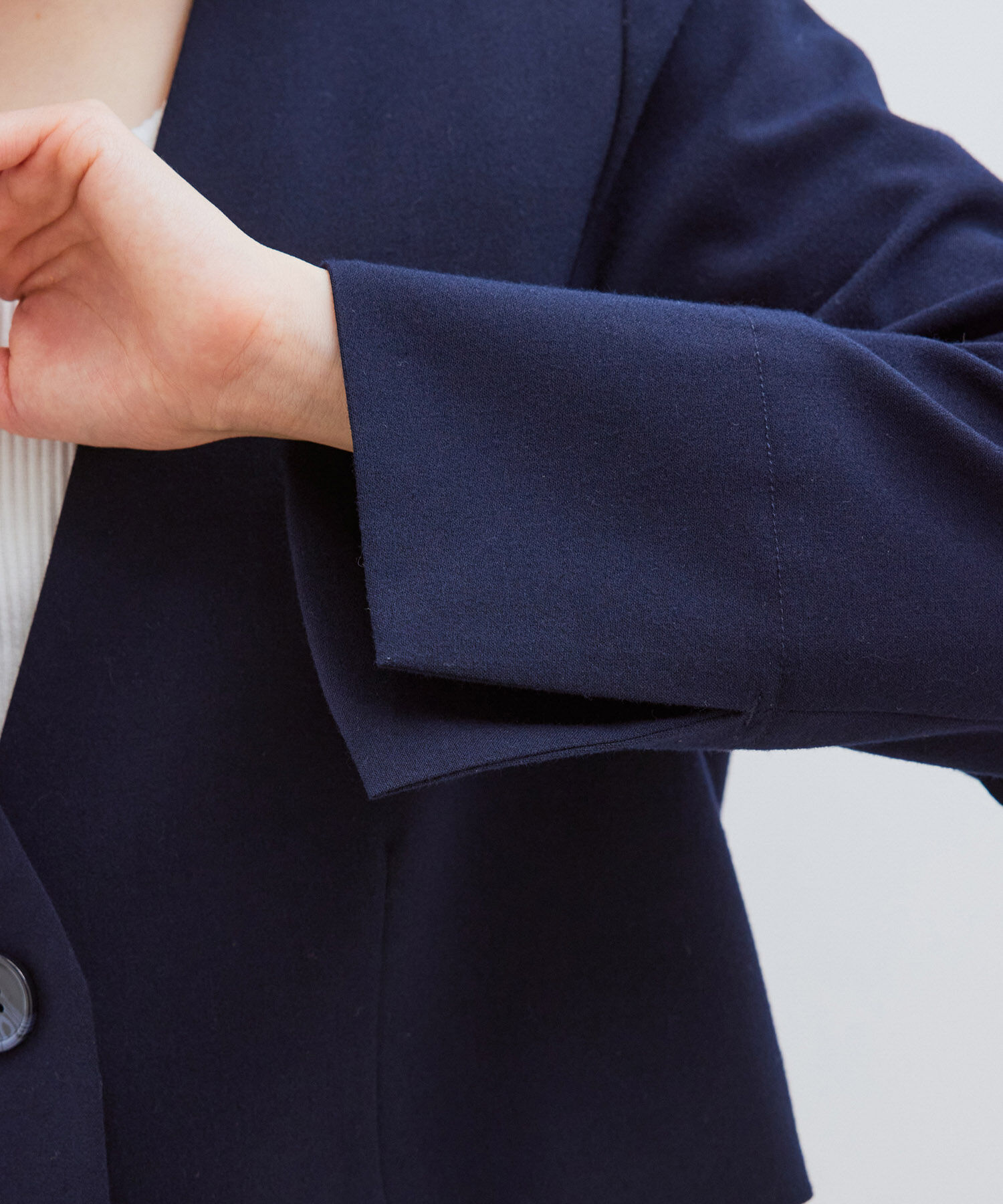 VIS「【270days美ストレッチシリーズ】ノーカラーショートジャケット【セットアップ対応】」|ノーカラージャケット|