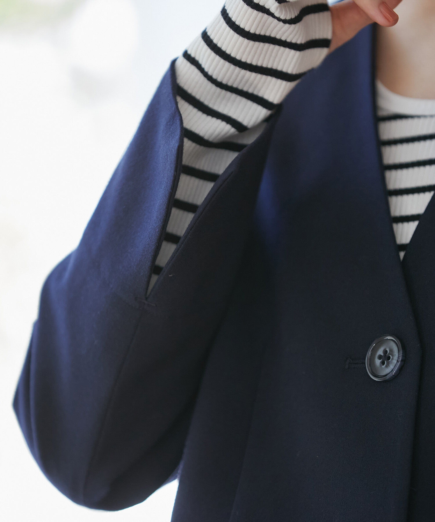 VIS「【270days美ストレッチシリーズ】ノーカラーショートジャケット【セットアップ対応】」|ノーカラージャケット|