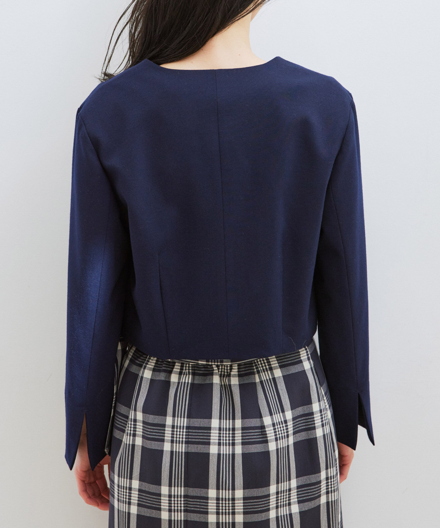 VIS「【270days美ストレッチシリーズ】ノーカラーショートジャケット【セットアップ対応】」|ノーカラージャケット|