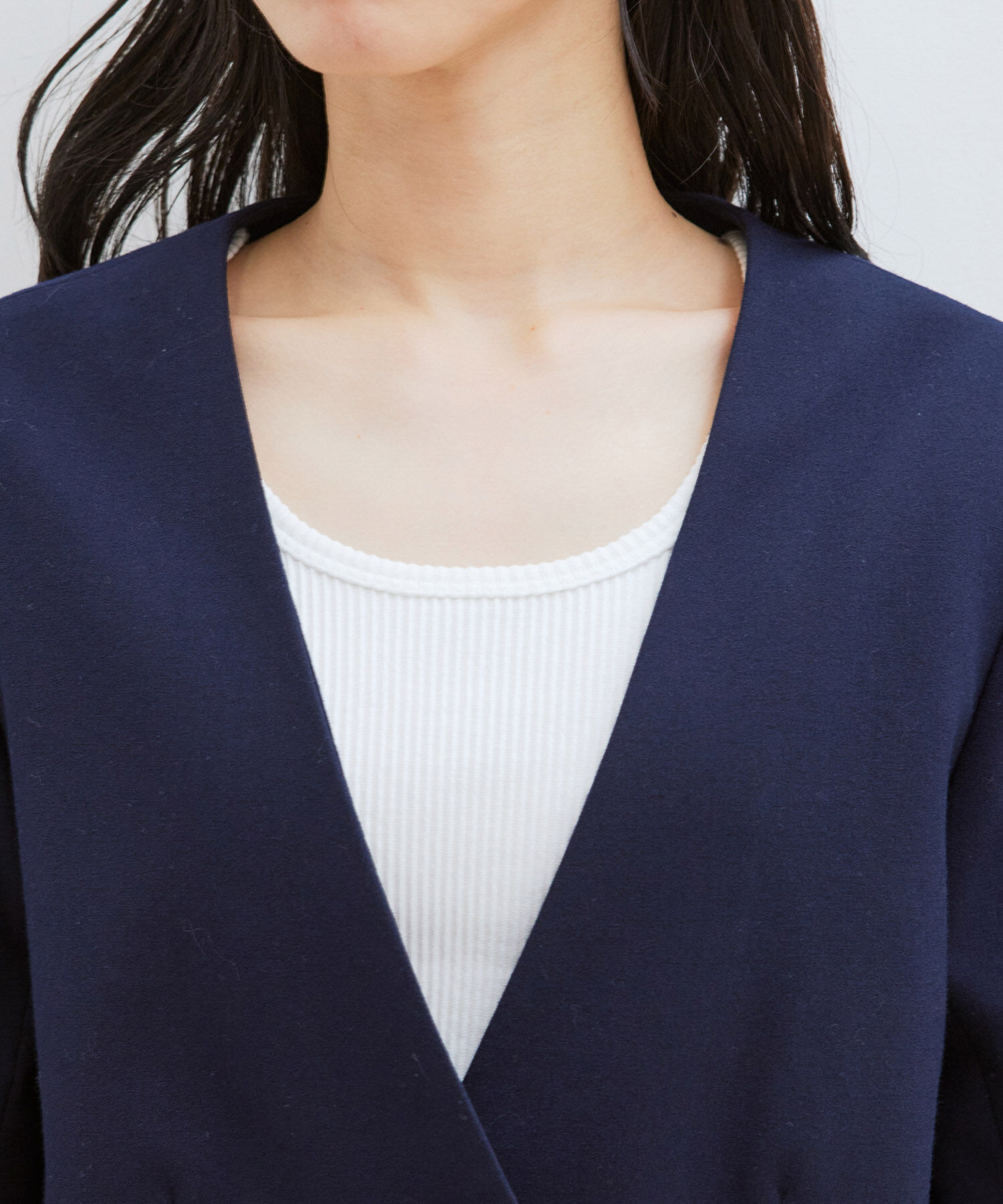 VIS「【270days美ストレッチシリーズ】ノーカラーショートジャケット【セットアップ対応】」|ノーカラージャケット|