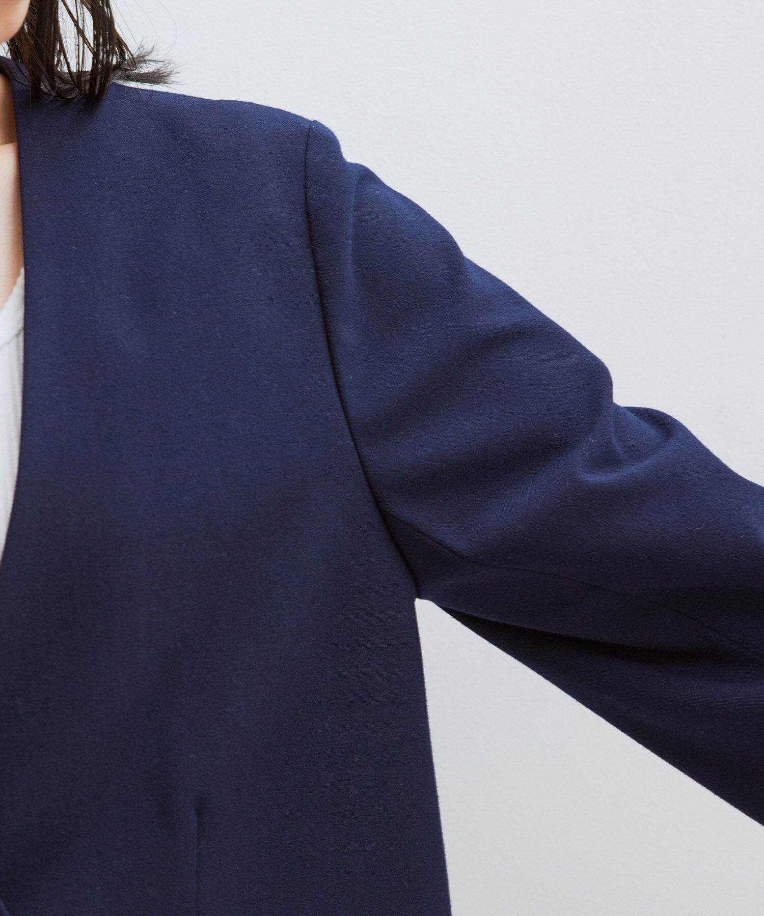 VIS「【270days美ストレッチシリーズ】ノーカラーショートジャケット【セットアップ対応】」|ノーカラージャケット|