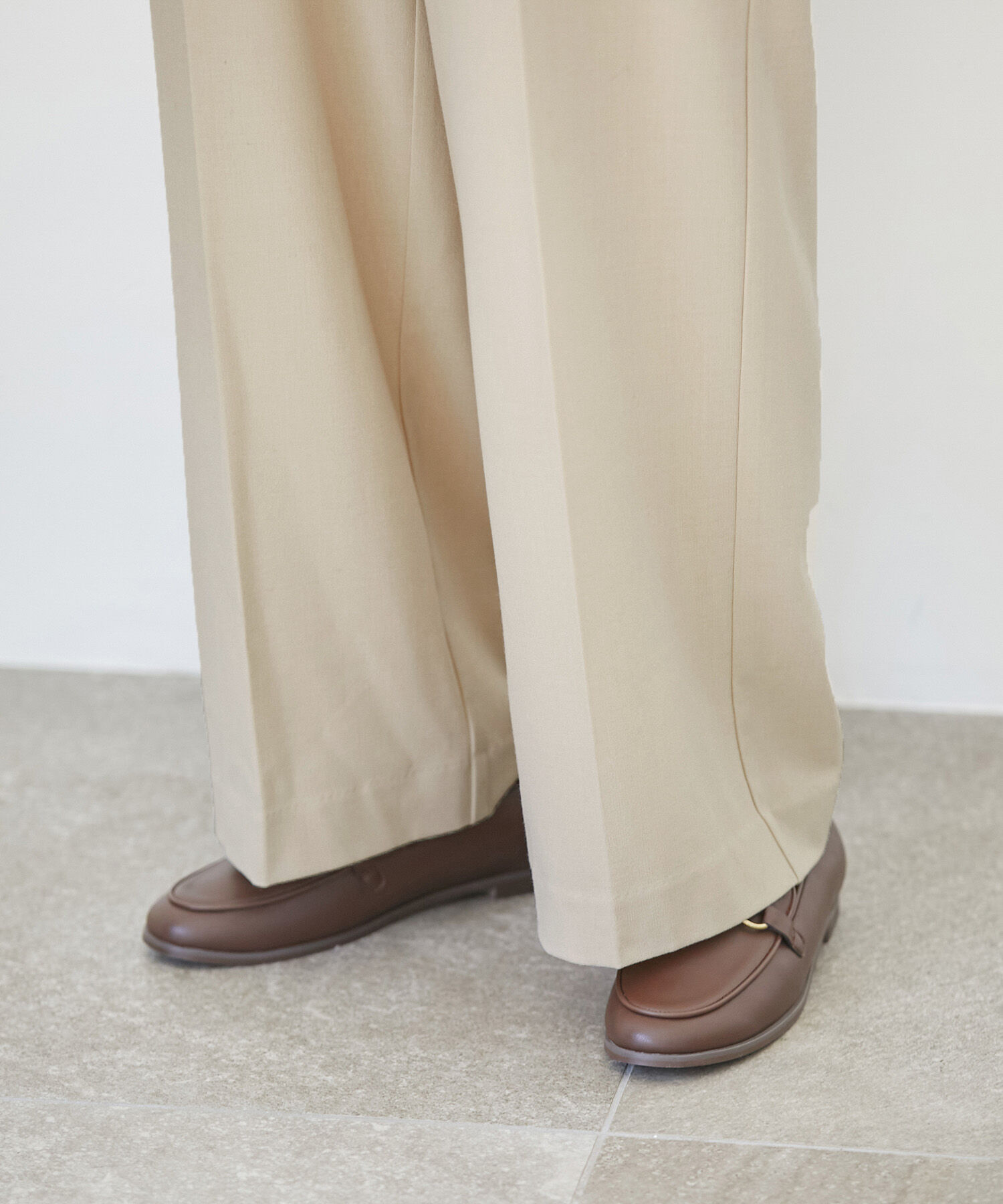 VIS「【270days美ストレッチシリーズ】【セットアップ対応・洗える】ハイウエストワイドパンツ」|スラックス|