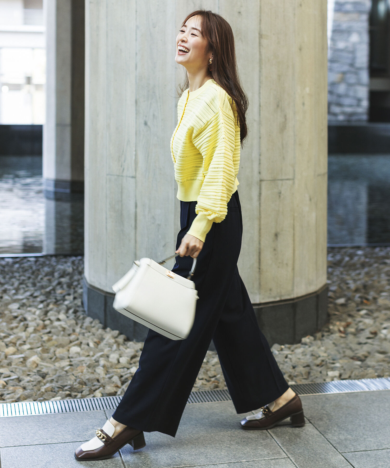 VIS「【270days美ストレッチシリーズ】【セットアップ対応・洗える】ハイウエストワイドパンツ」|スラックス|