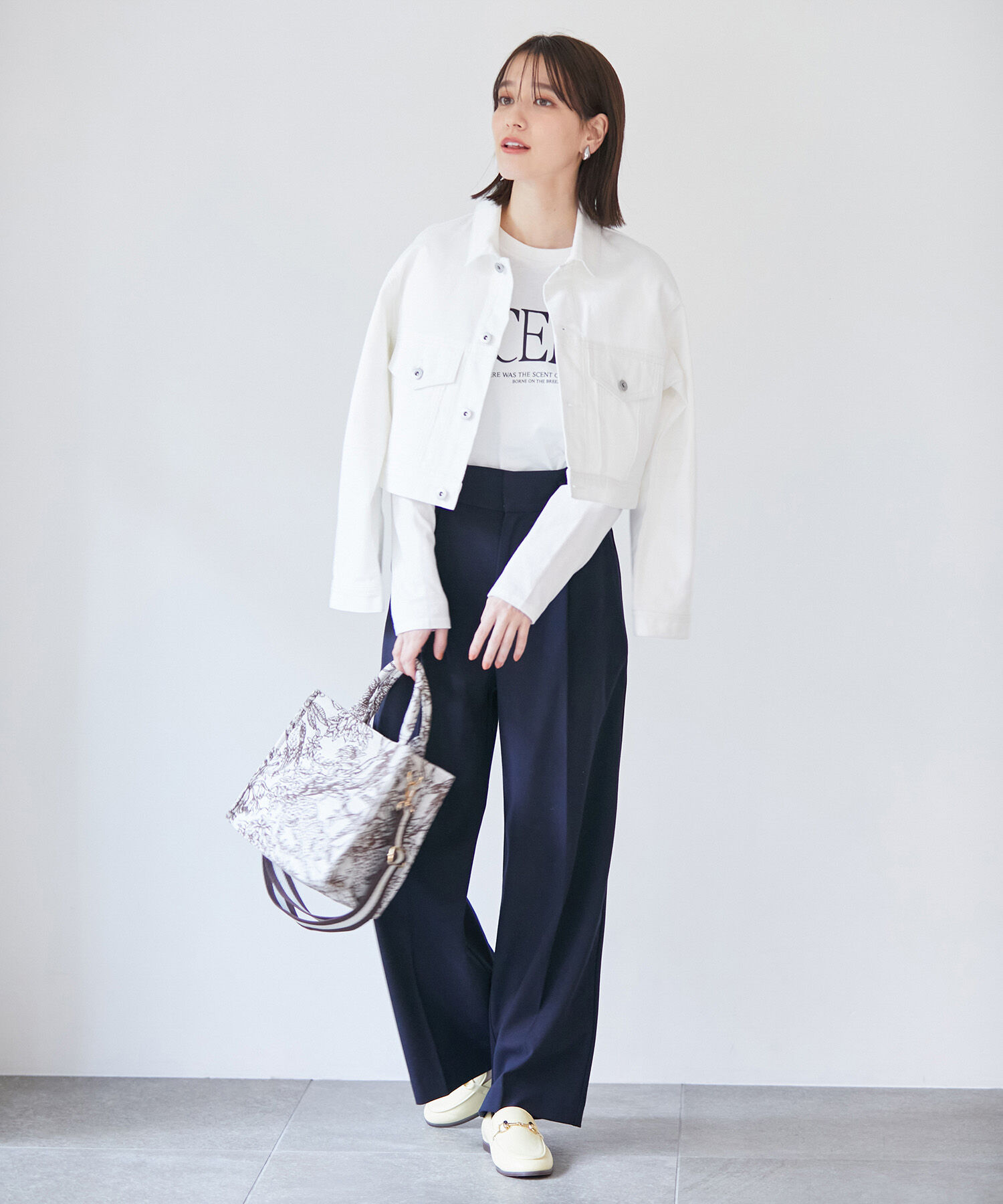 VIS「【270days美ストレッチシリーズ】【セットアップ対応・洗える】ハイウエストワイドパンツ」|スラックス|