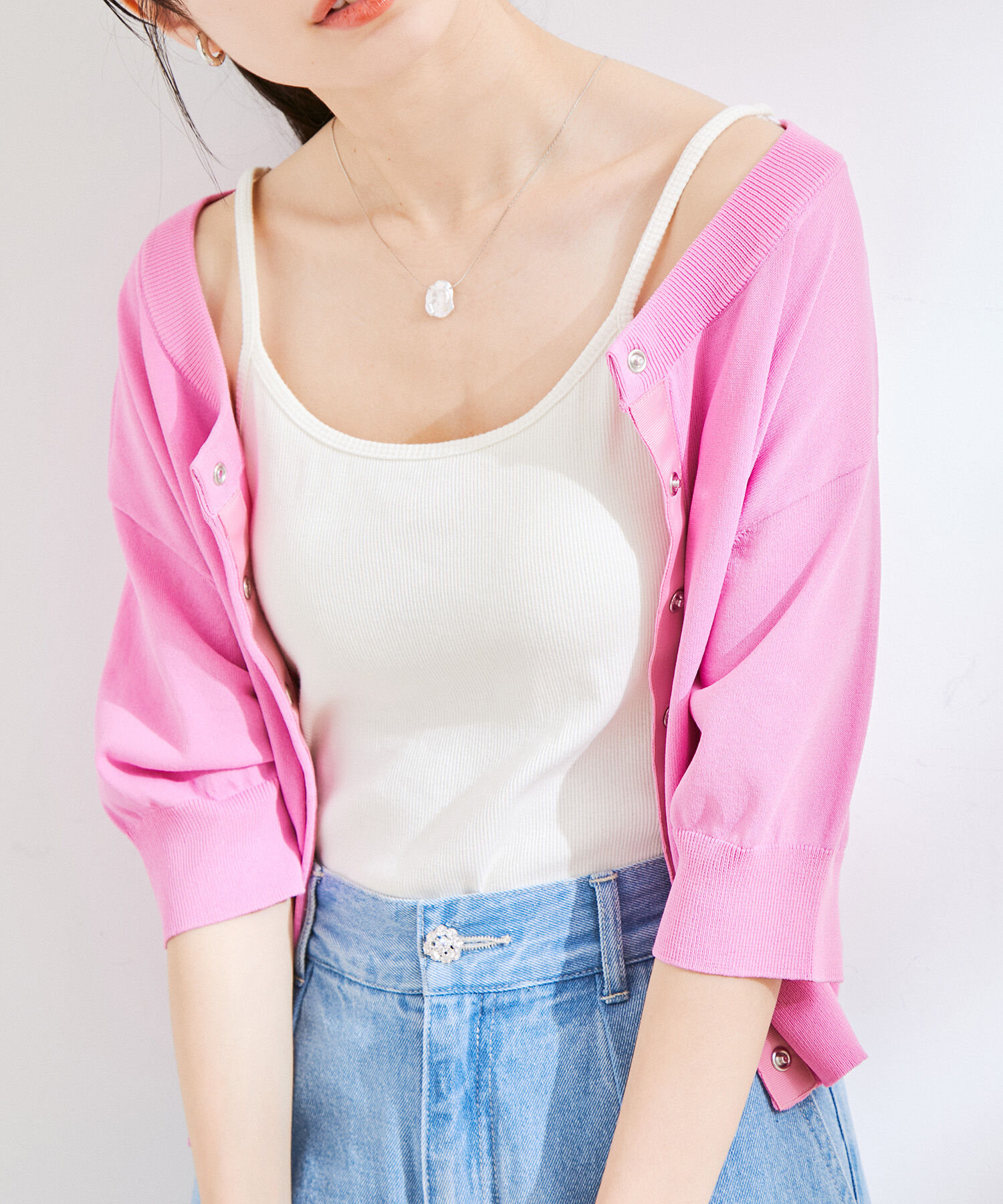 VIS「【洗える】カップ付きバックオープンキャミソール」|キャミソール|