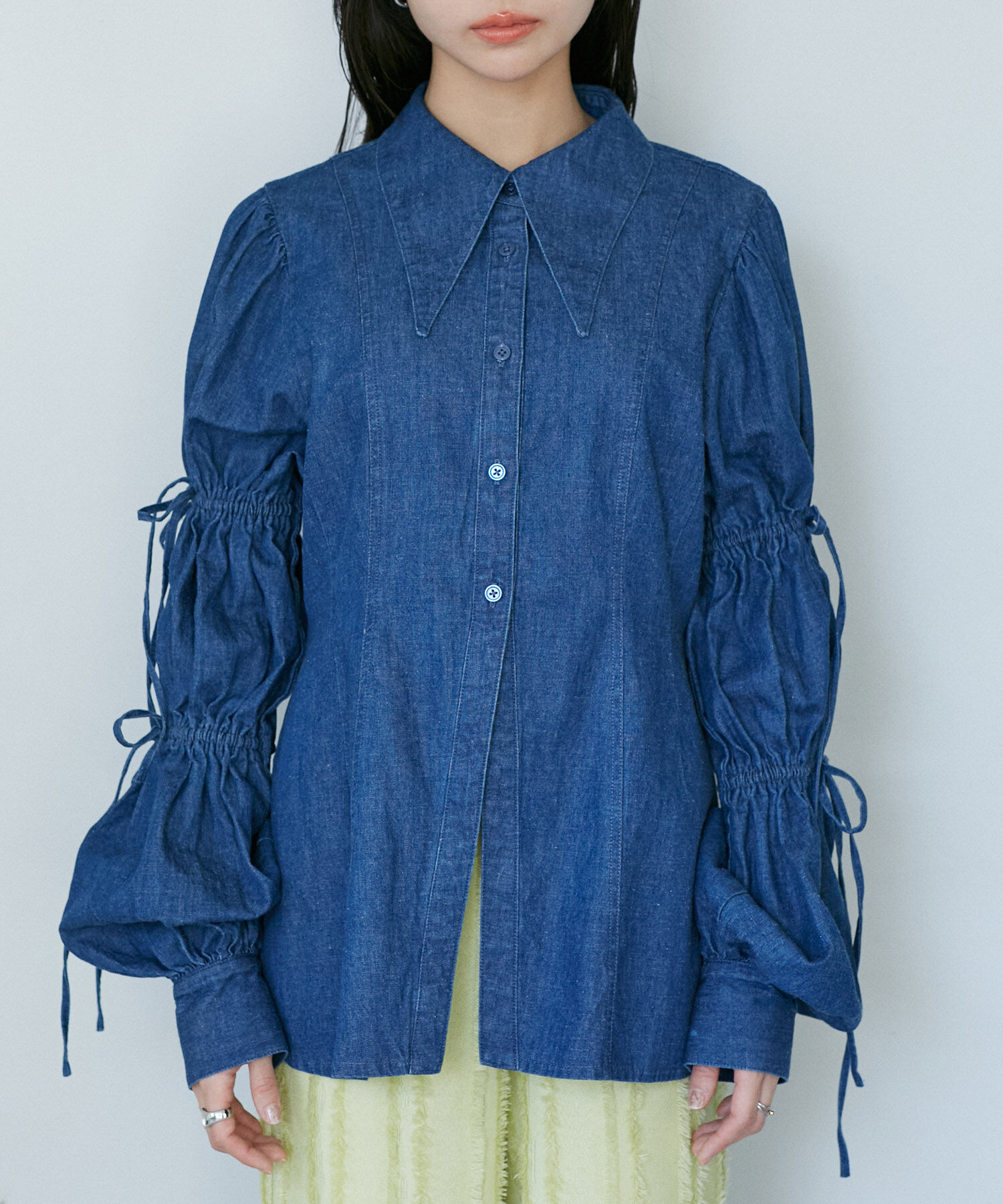 VIS「【洗える】デニムシャツブラウス」|シャツ・ブラウス|