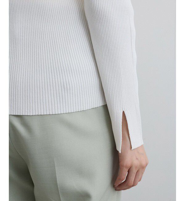 VIS「【アンチピリング】【UVケア】オフショルダー風リブニットプルオーバー」|ニット・セーター|