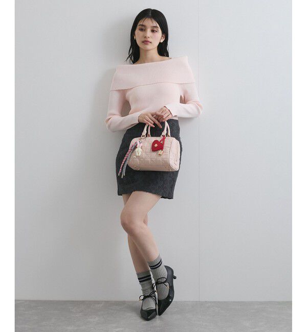 VIS「【アンチピリング】【UVケア】オフショルダー風リブニットプルオーバー」|ニット・セーター|