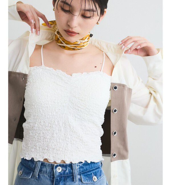 VIS「【洗える】シャーリングキャミソール」|キャミソール|シロメイン