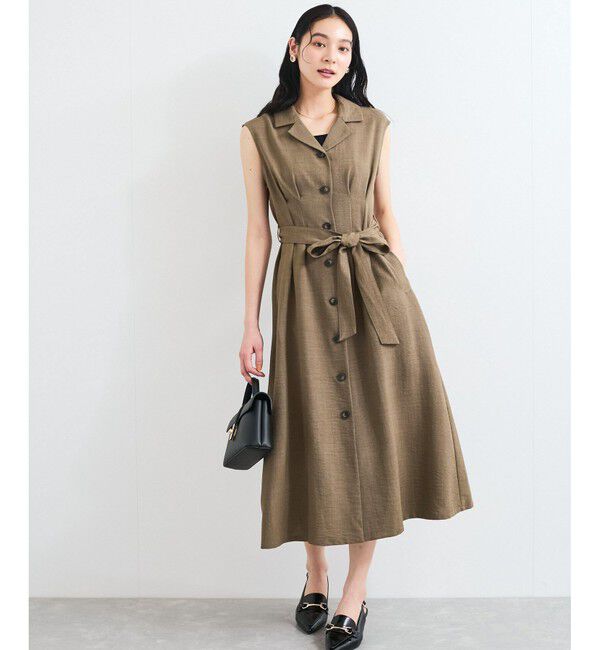 VIS「【美easy】リネンライクジレワンピース【接触冷感/洗える】」|ワンピース|