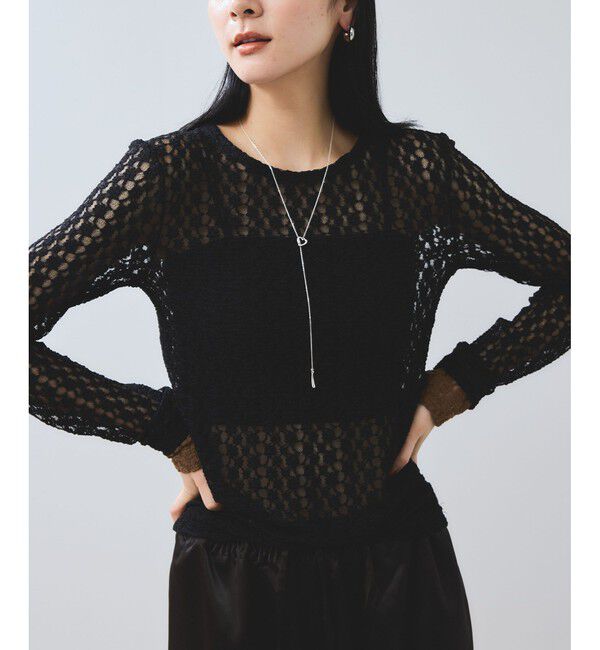 VIS「【WEB/一部店舗限定】レース配色プルオーバー」|Tシャツ・カットソー|