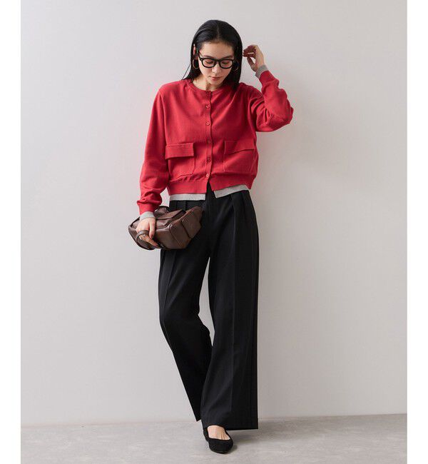 VIS「【WEB限定】ダブルポケットバイカラーレイヤードカーディガン」|カーディガン|