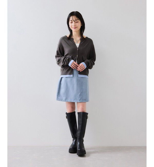 VIS「【WEB限定】ダブルポケットバイカラーレイヤードカーディガン」|カーディガン|