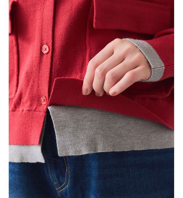 VIS「【WEB限定】ダブルポケットバイカラーレイヤードカーディガン」|カーディガン|