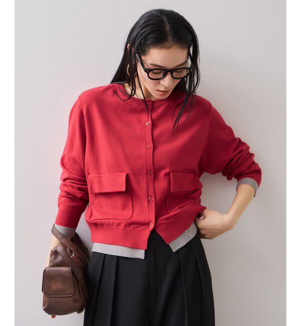 VIS「【WEB限定】ダブルポケットバイカラーレイヤードカーディガン」|カーディガン|
