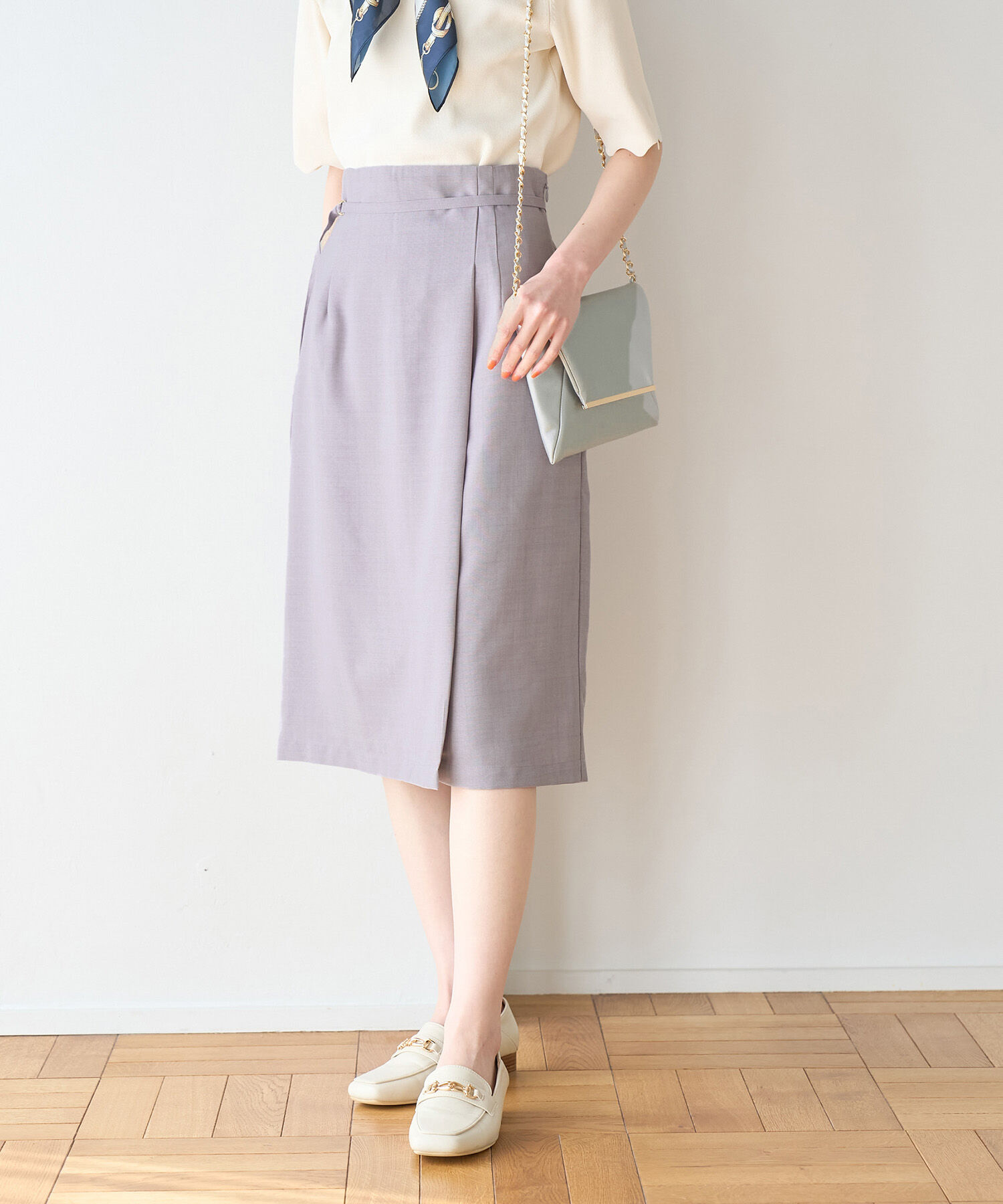 Rope&rsquo;Picnic「【着丈が選べる/着丈短め】リネンライクラップスカート」|スカート|