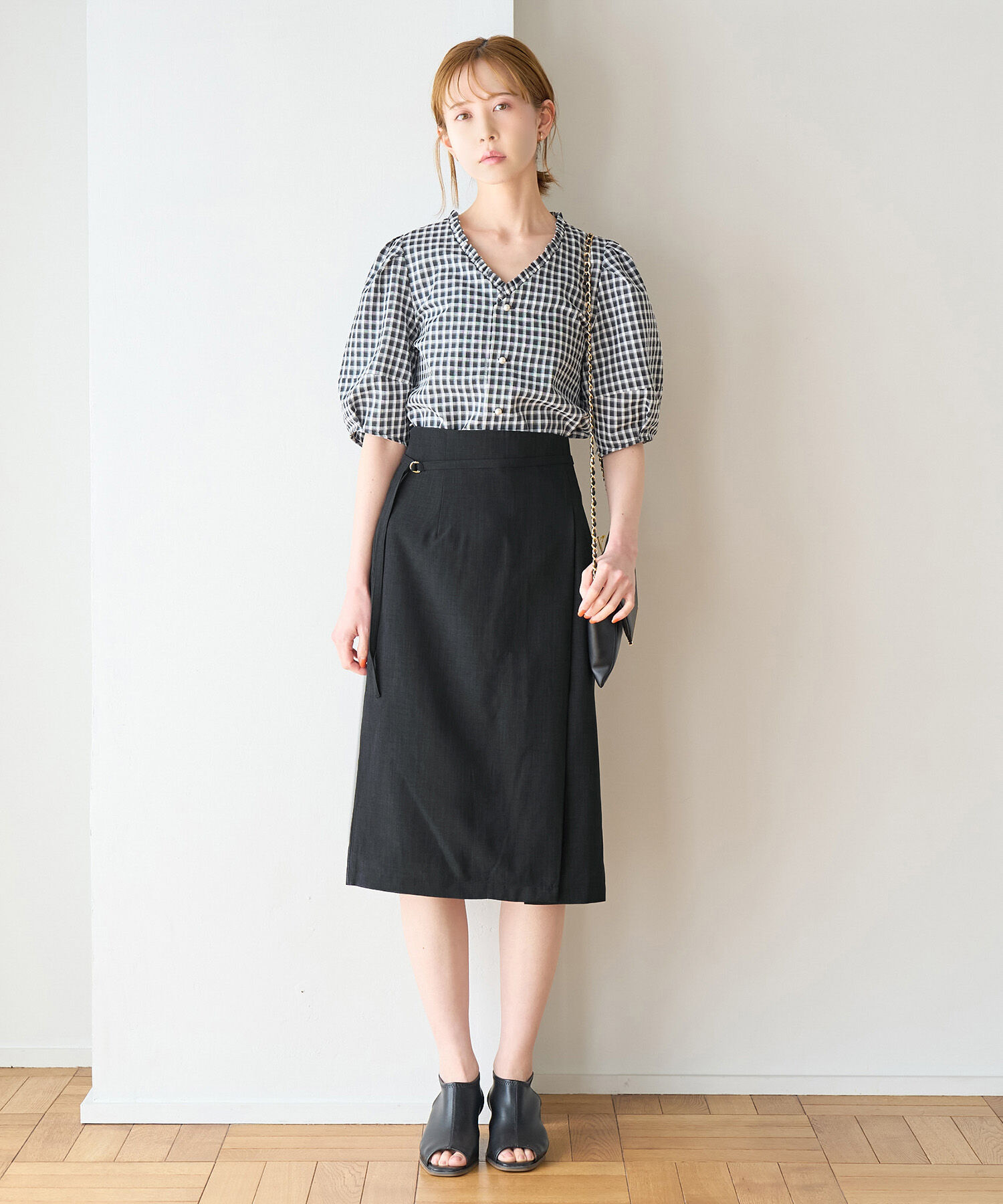 Rope&rsquo;Picnic「【着丈が選べる/着丈短め】リネンライクラップスカート」|スカート|