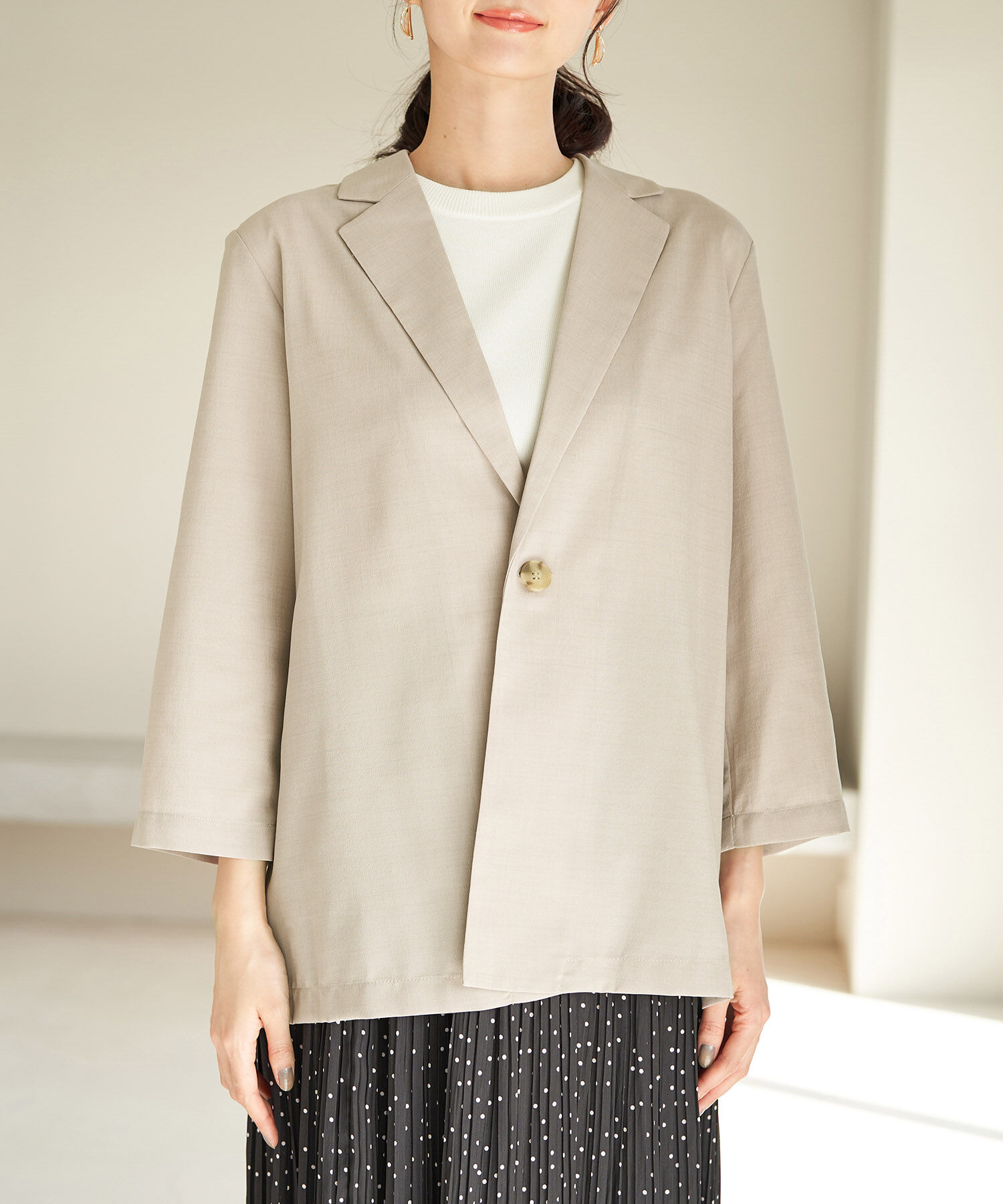 Rope&rsquo;Picnic「セットアップ対応/麻調シアーライトジャケット」|テーラードジャケット|