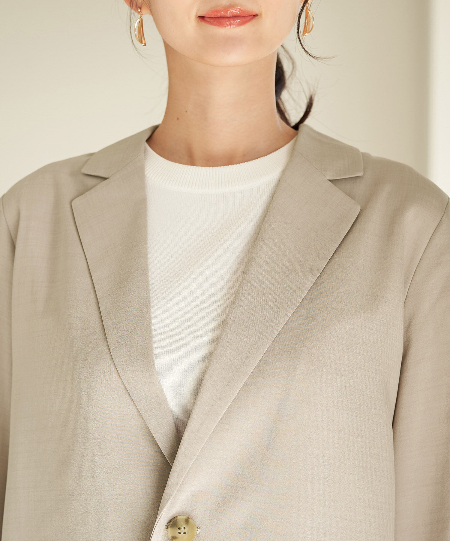 Rope&rsquo;Picnic「セットアップ対応/麻調シアーライトジャケット」|テーラードジャケット|