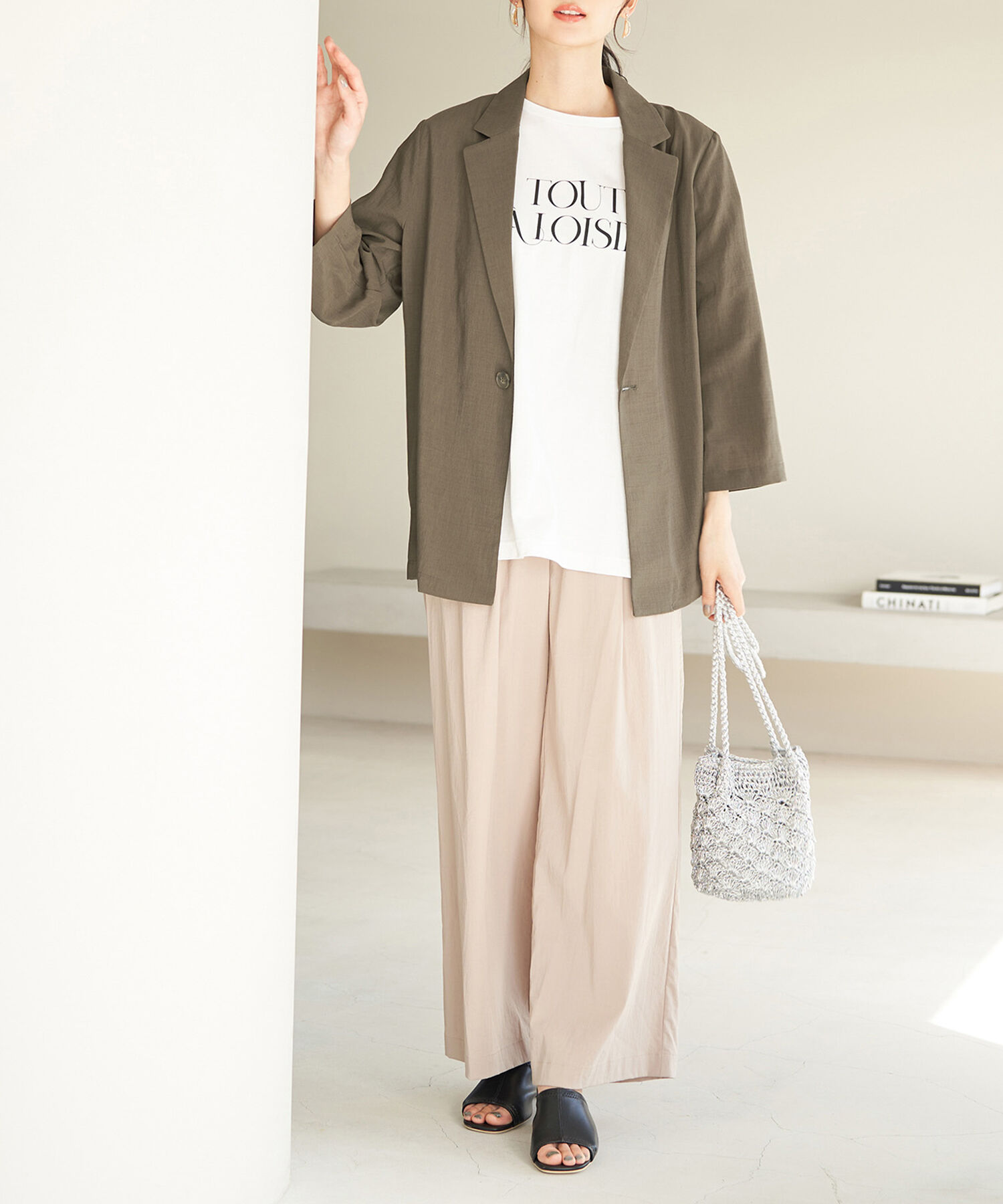 Rope&rsquo;Picnic「セットアップ対応/麻調シアーライトジャケット」|テーラードジャケット|