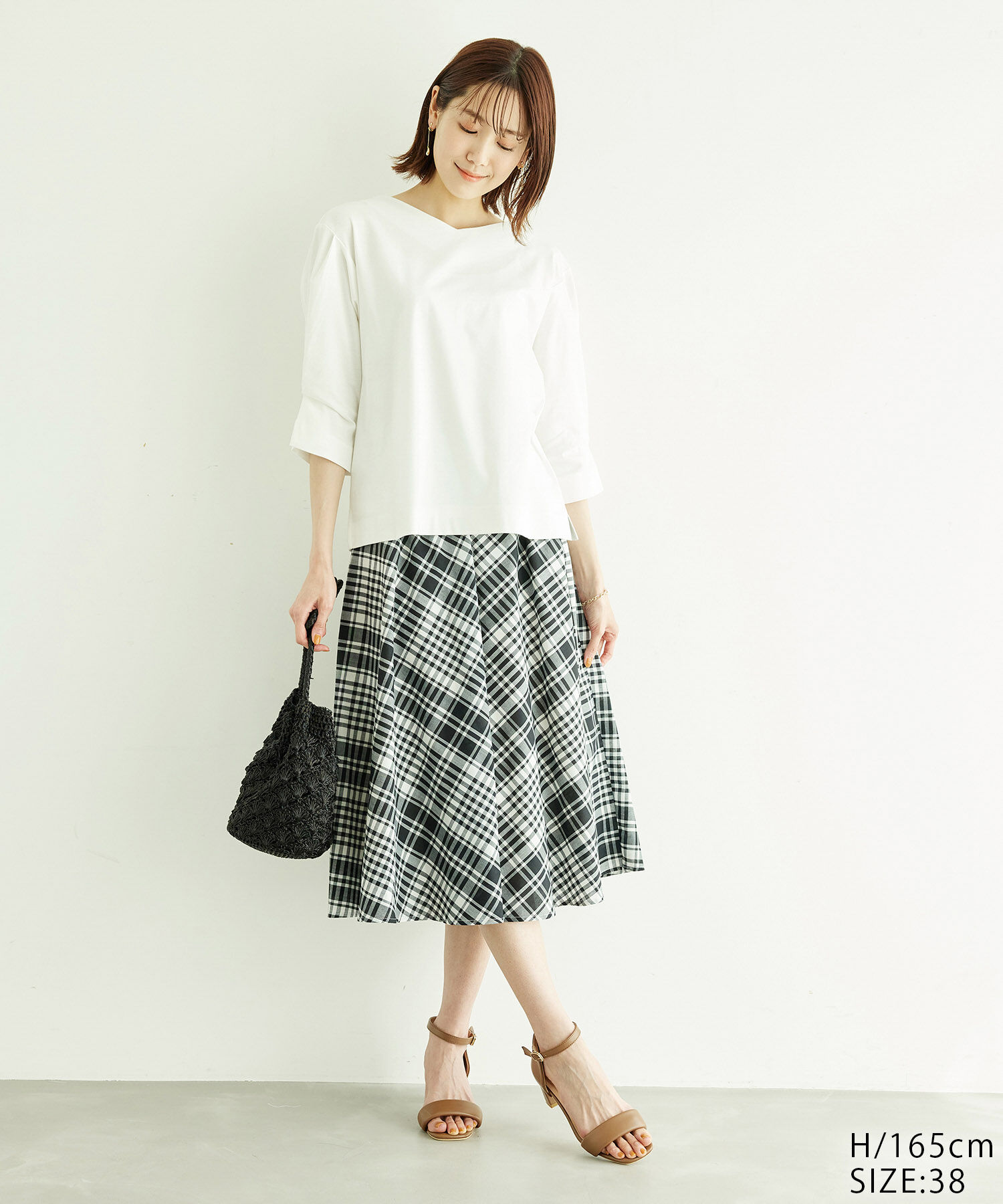 Rope&rsquo;Picnic「【WEB限定カラー:ネイビー】着丈が選べるマドラスチェックスカート」|スカート|