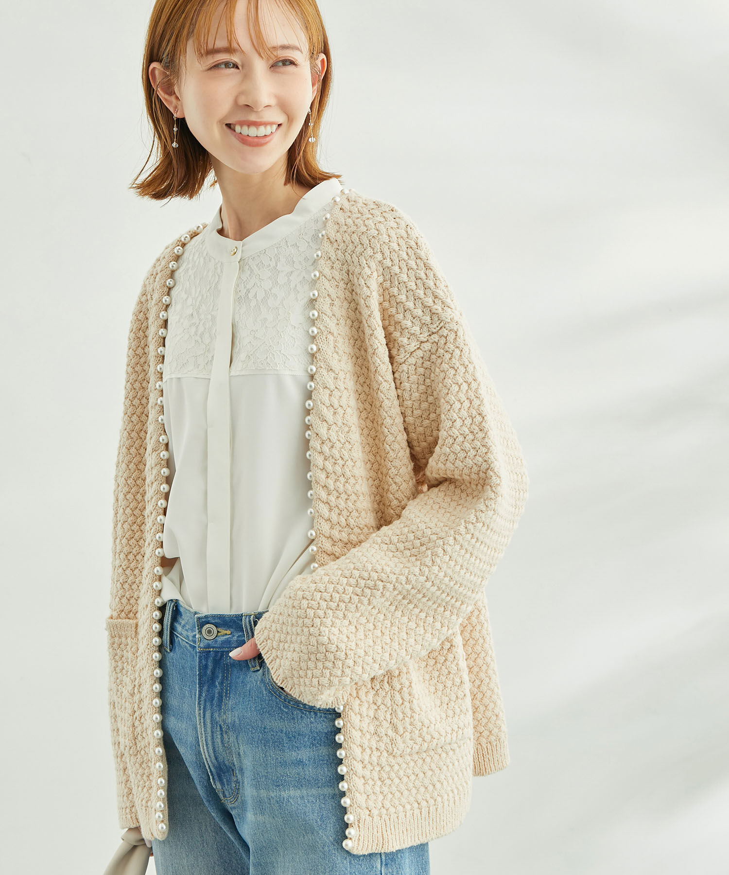 Rope&rsquo;Picnic「【emur】追加生産&新色追加/パールカーディガン」|カーディガン|