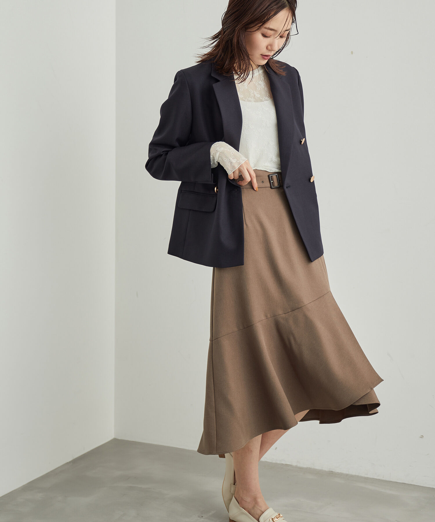 Rope&rsquo;Picnic「ウールライクサキソニーゴールドボタンジャケット(ショート丈)」|テーラードジャケット|