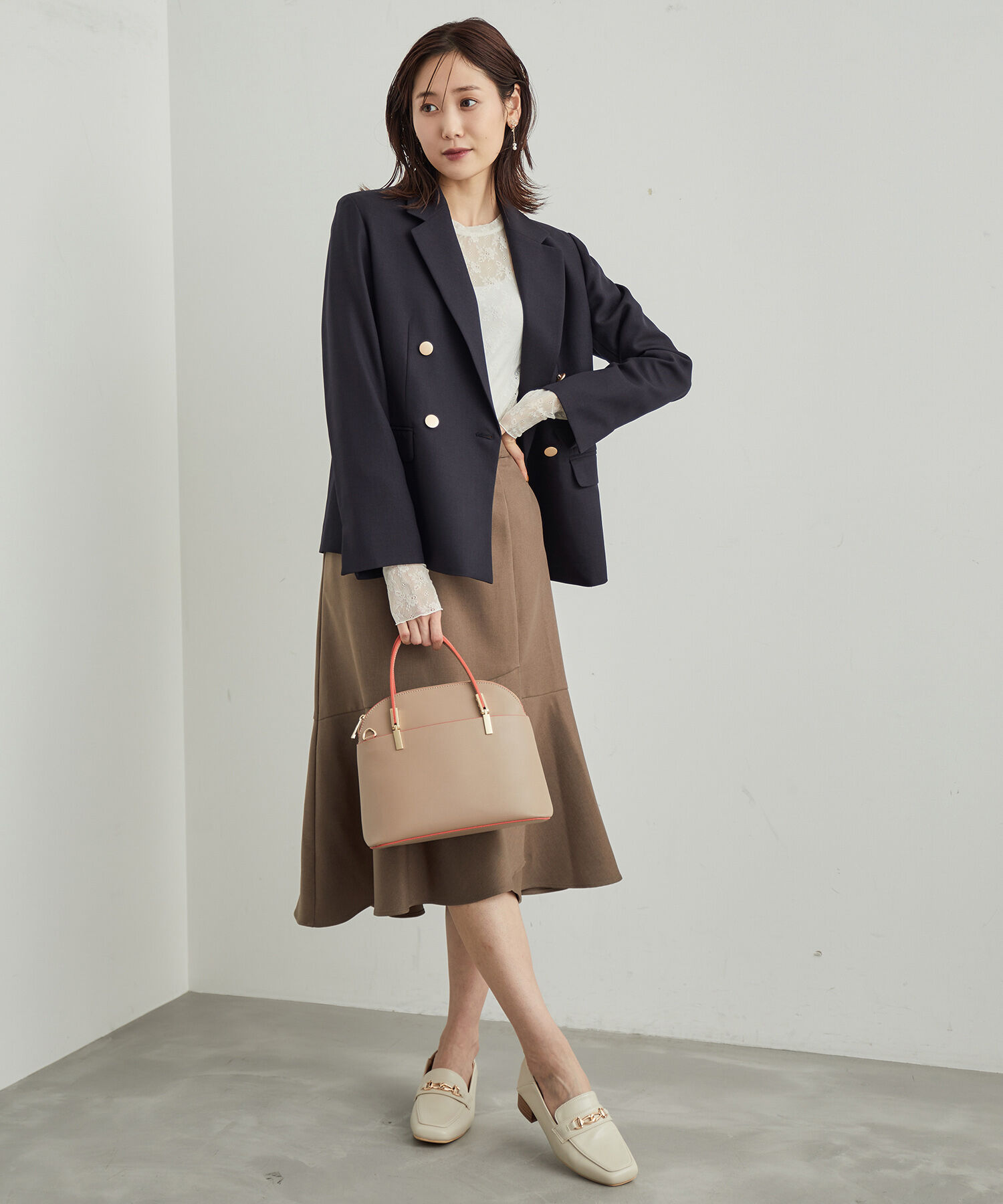 Rope&rsquo;Picnic「ウールライクサキソニーゴールドボタンジャケット(ショート丈)」|テーラードジャケット|