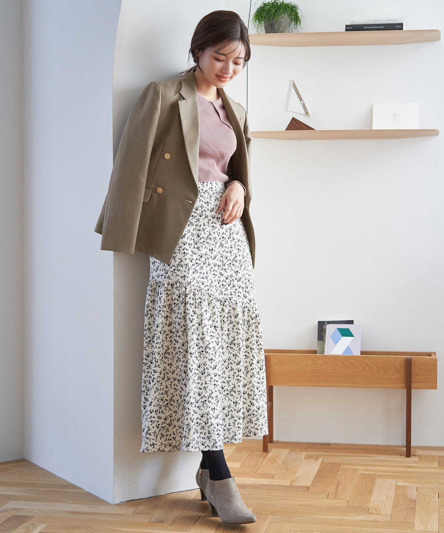 Rope&rsquo;Picnic「ウールライクサキソニーゴールドボタンジャケット(ショート丈)」|テーラードジャケット|