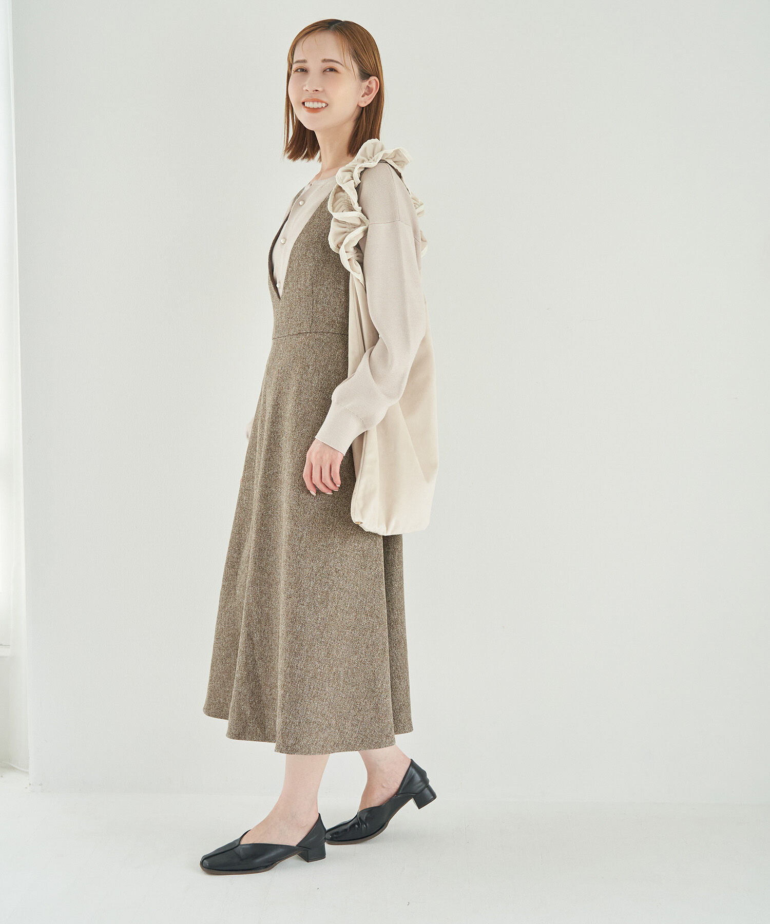 Rope&rsquo;Picnic「フレアーツイードジャンパースカート」|ジャンパースカート|