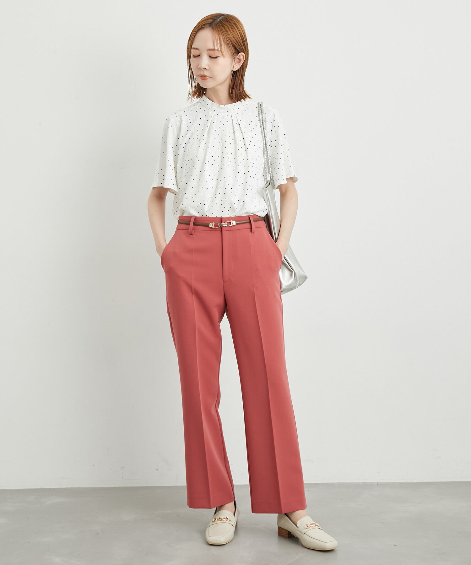 Rope&rsquo;Picnic「洗濯機OK・2WAY/サラサラボウタイハーフスリーブブラウス」|シャツ・ブラウス|