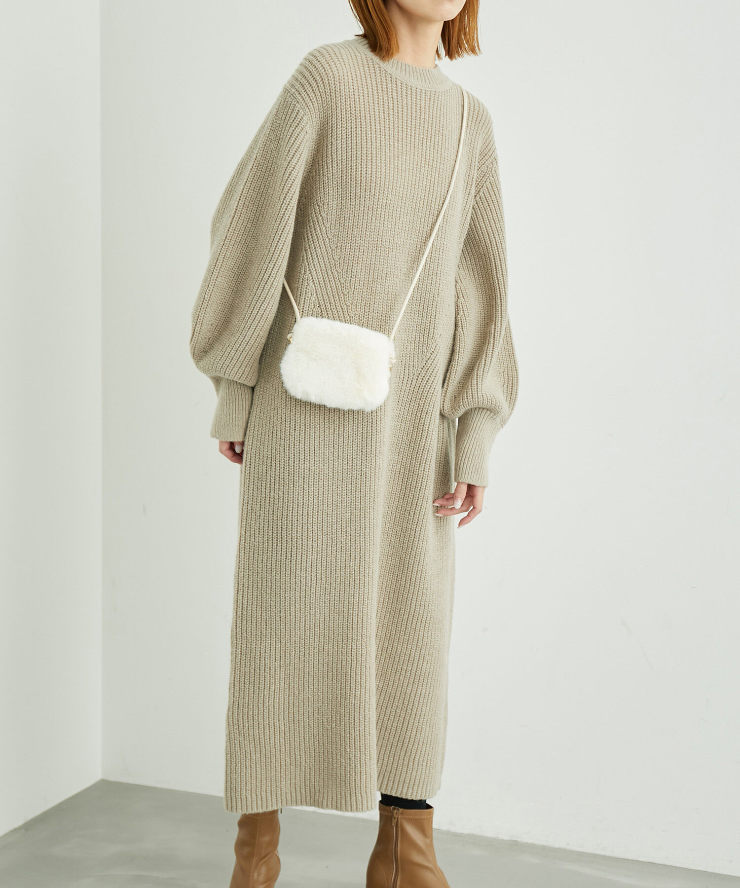 Rope&rsquo;Picnic「【WEB限定】袖ボリュームロングニットワンピース」|ワンピース|ベージュ(27)