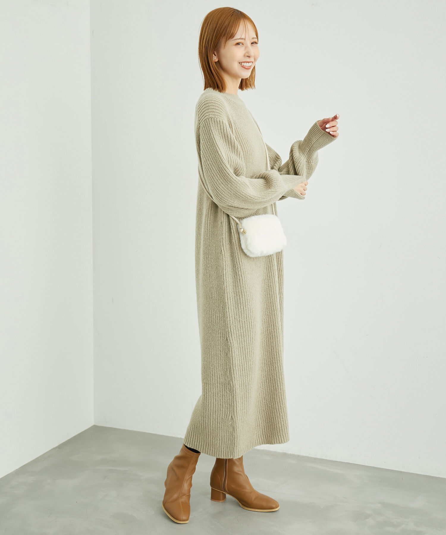 Rope&rsquo;Picnic「【WEB限定】袖ボリュームロングニットワンピース」|ワンピース|