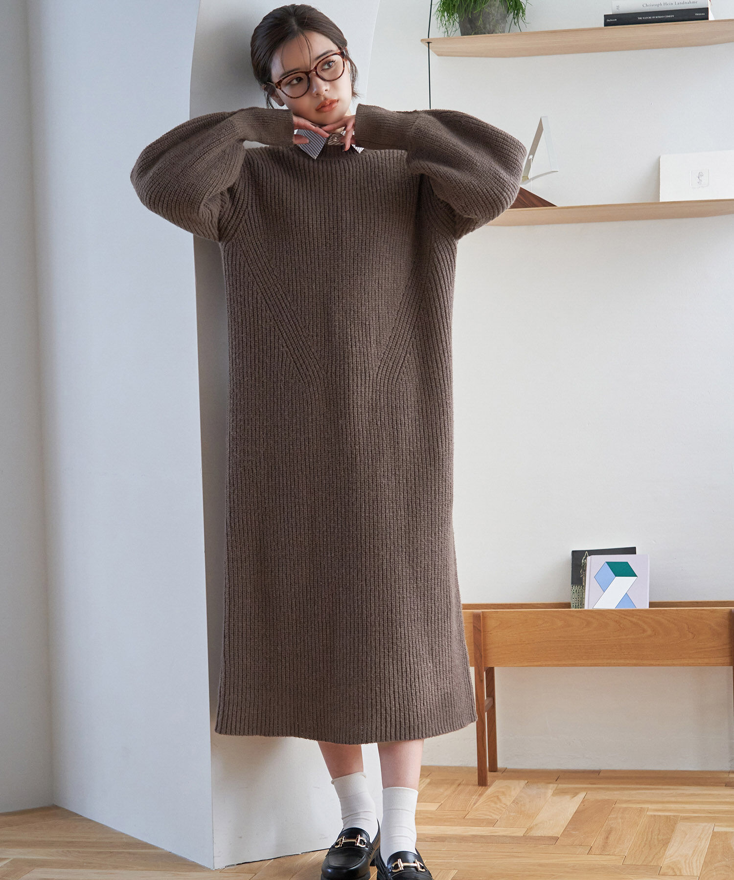 Rope&rsquo;Picnic「【WEB限定】袖ボリュームロングニットワンピース」|ワンピース|