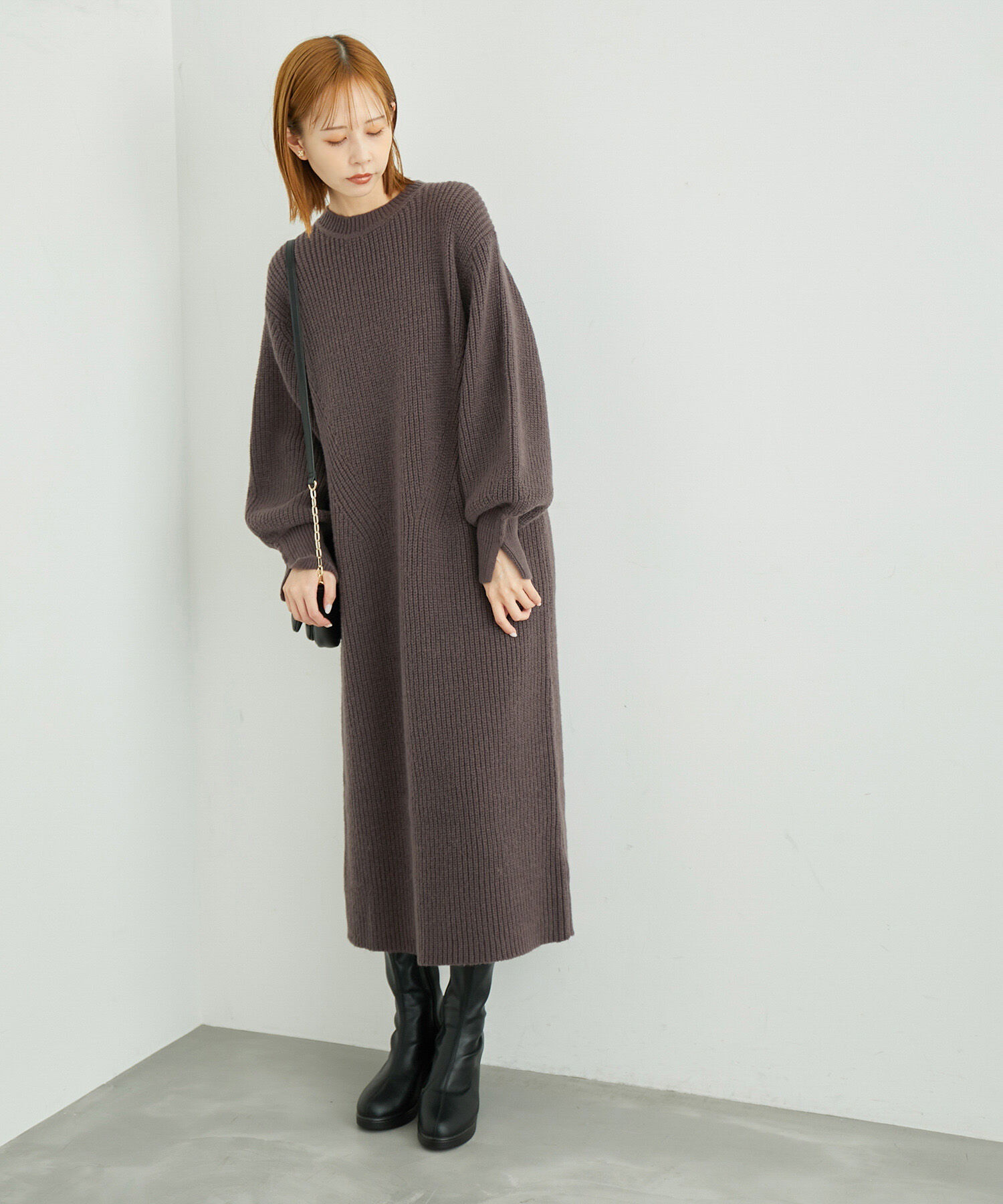 Rope&rsquo;Picnic「【WEB限定】袖ボリュームロングニットワンピース」|ワンピース|