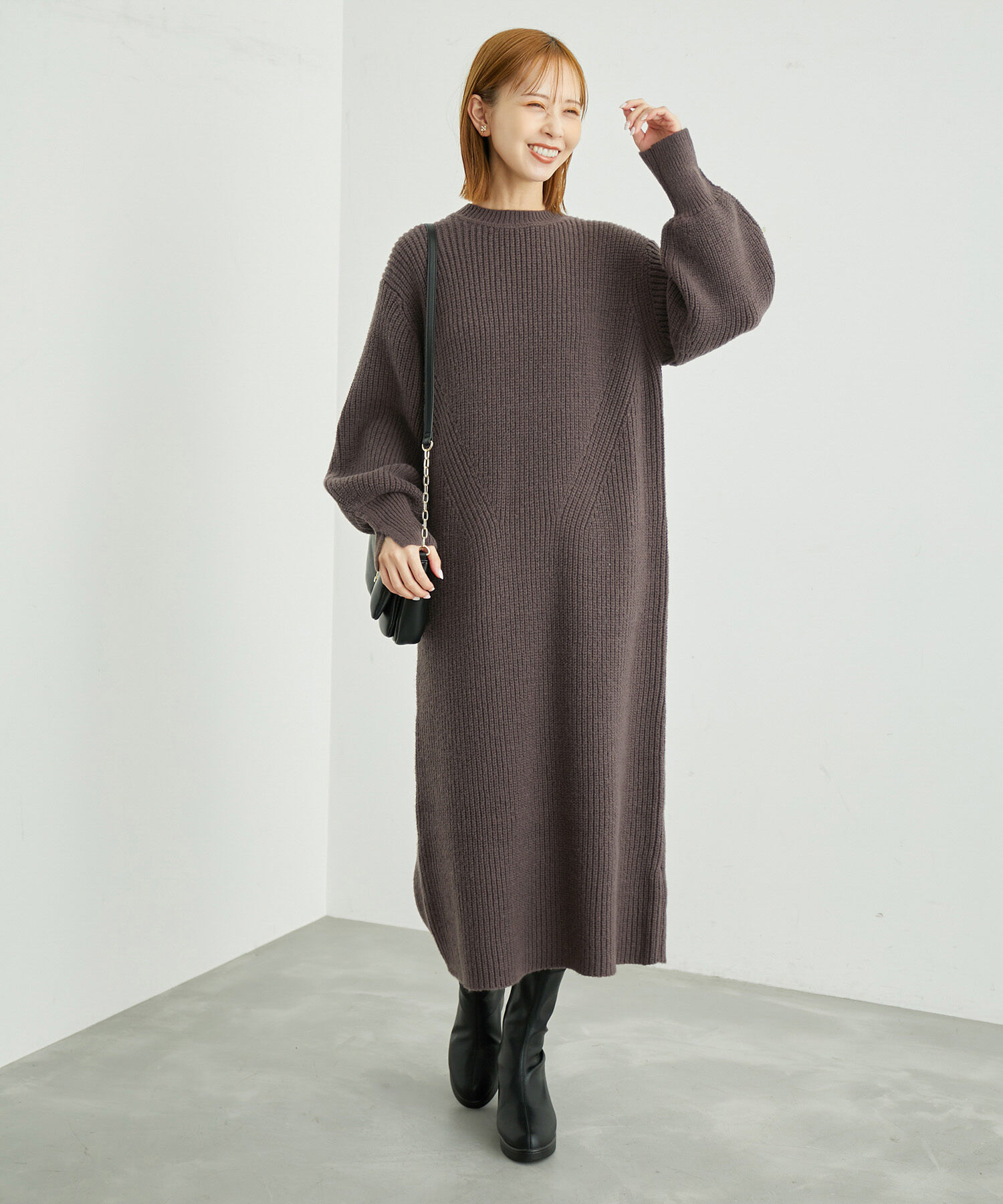 Rope&rsquo;Picnic「【WEB限定】袖ボリュームロングニットワンピース」|ワンピース|