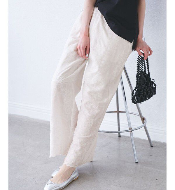 Rope&rsquo;Picnic「刺繍イージーワイドパンツ」|チノ|