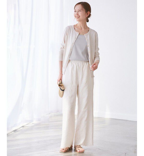 Rope&rsquo;Picnic「刺繍イージーワイドパンツ」|チノ|