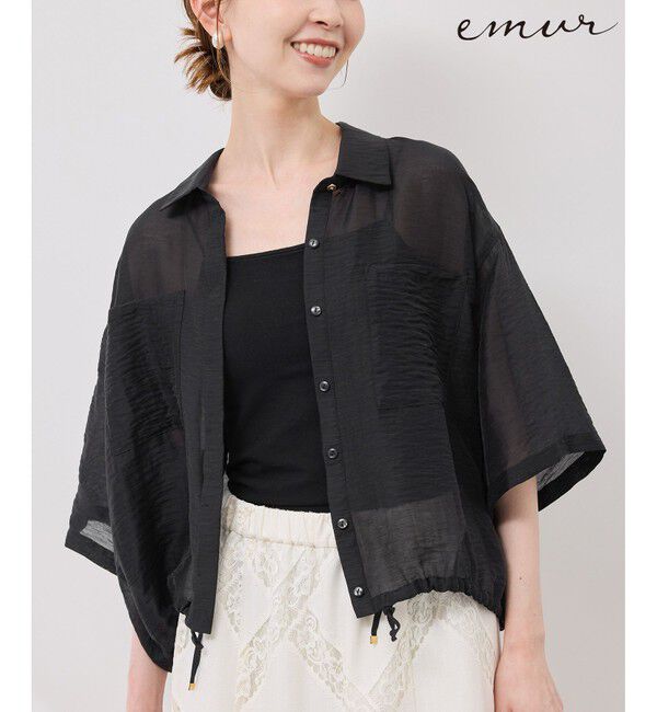 Rope&rsquo;Picnic「【emur/エミュール】シアーリネンタンブラーシャツ」|シャツ・ブラウス|ブラック(01)