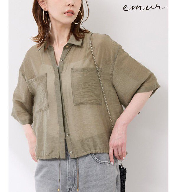 Rope&rsquo;Picnic「【emur/エミュール】シアーリネンタンブラーシャツ」|シャツ・ブラウス|カーキー(36)