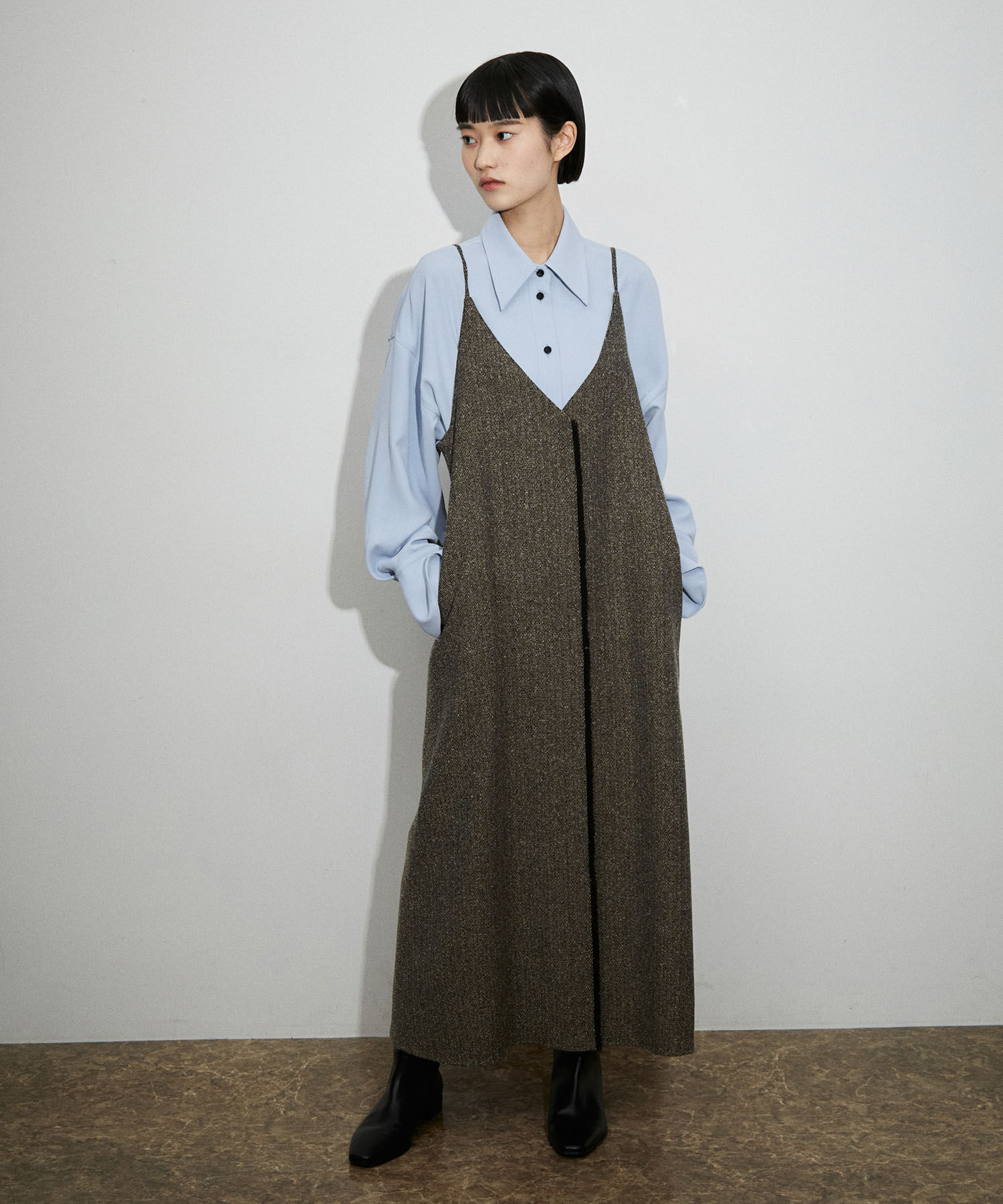 ADAM ET ROPE'「【サステナブル】ドレープオーバーシャツ」|シャツ・ブラウス|