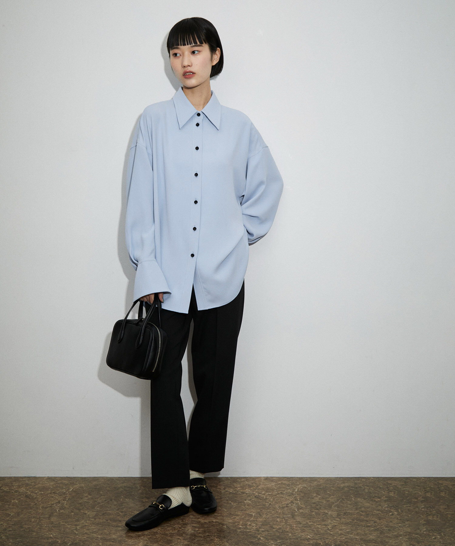 ADAM ET ROPE'「【サステナブル】ドレープオーバーシャツ」|シャツ・ブラウス|