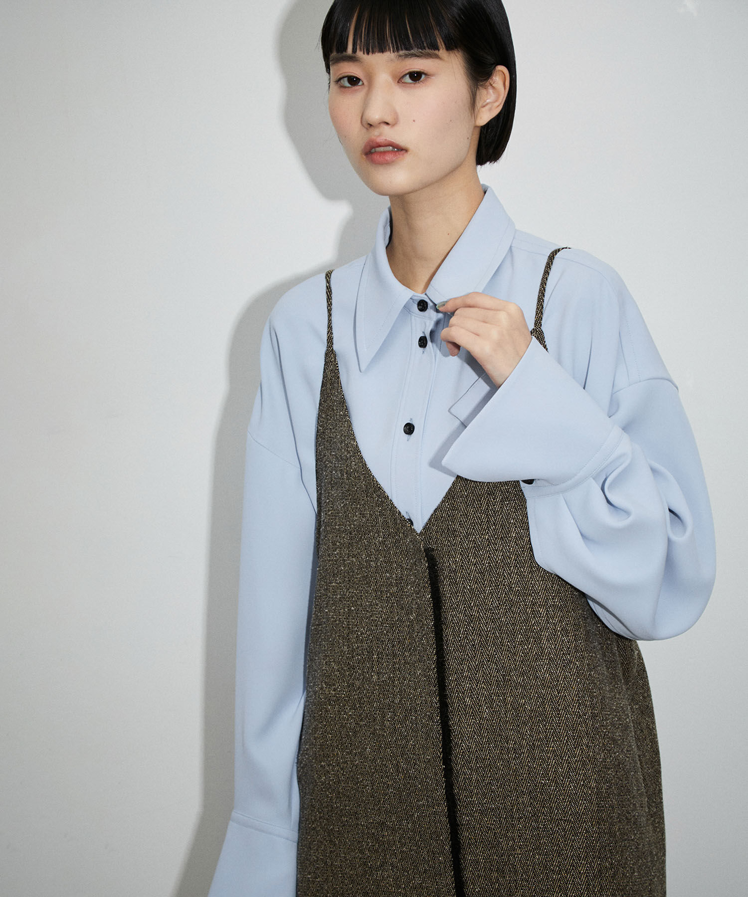 ADAM ET ROPE'「【サステナブル】ドレープオーバーシャツ」|シャツ・ブラウス|