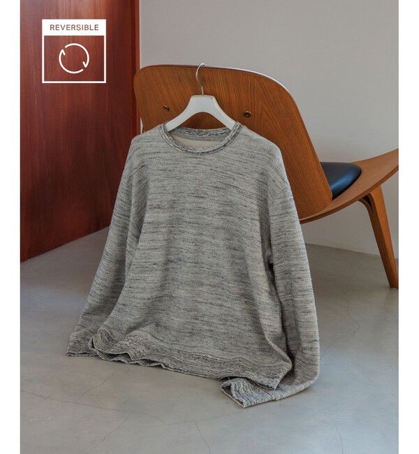 ADAM ET ROPE'「【リバーシブル/パイル】クルーネック スウェット プルオーバー / ロングシーズン着用可能」|スウェット・ジャージ|グレーサブ