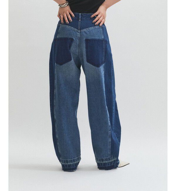 ADAM ET ROPE'「【サステナブル】リメイクライクコントラストデニム」|デニム|ブルー系(47)