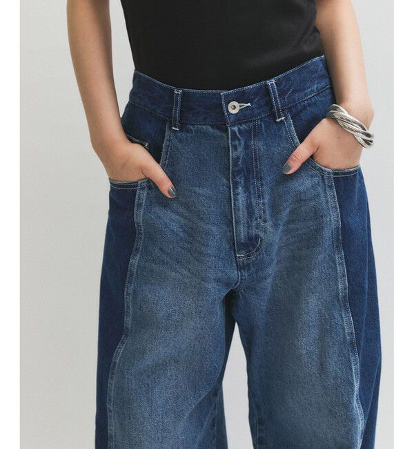 ADAM ET ROPE'「【サステナブル】リメイクライクコントラストデニム」|デニム|