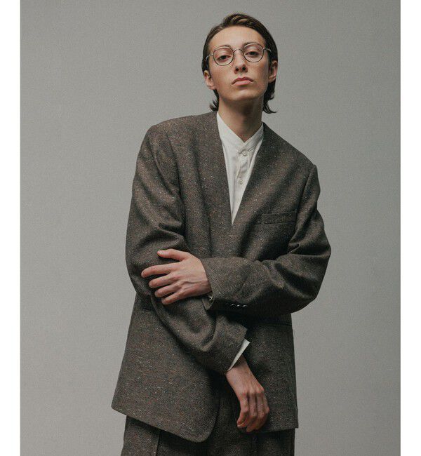 ADAM ET ROPE'「スエードタッチ レーヨン バンドカラーシャツ」|シャツ・ブラウス|