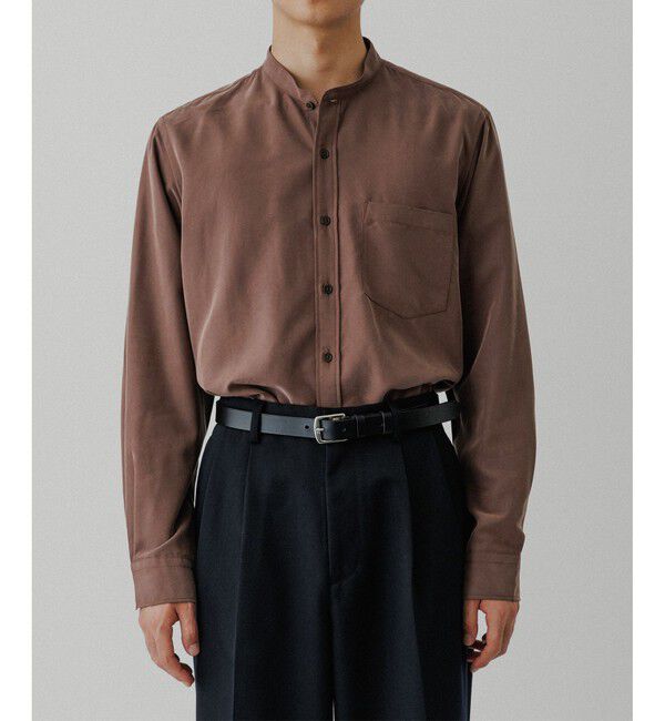 ADAM ET ROPE'「スエードタッチ レーヨン バンドカラーシャツ」|シャツ・ブラウス|