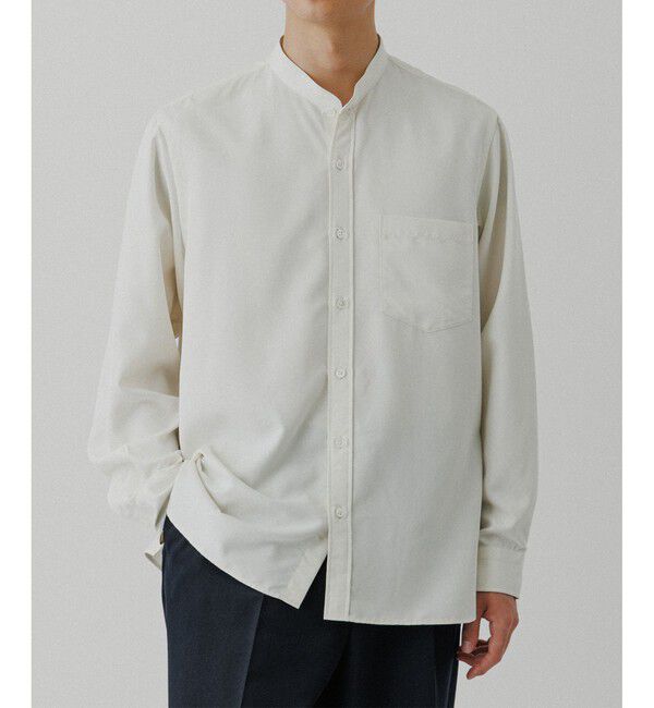 ADAM ET ROPE'「スエードタッチ レーヨン バンドカラーシャツ」|シャツ・ブラウス|